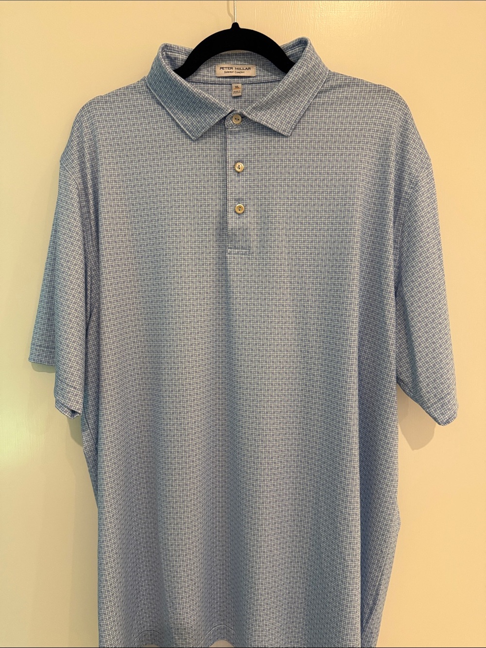 Peter Millar Light Blue Micro-Pattern Polo Shirt